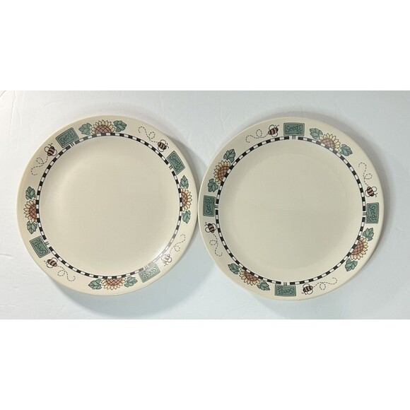 Lot of 2 Corelle Sunblossoms 10-1/4” Dishes glossy surface EUC -Made in US - Picture 1 of 4